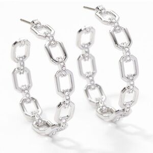 Touchstone Crystal SECRET BOND hoop earrings w/crystals by Swarovski BNIB 1.25”